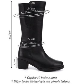 Resim Gönderi R Kadın Siyah Fermuarlı Kalın Topuklu Hakiki Deri Çizme Gkzc134gn514 Siyah 