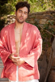 Resim Terra Organik Keten Kimono Gül Kurusu - Standart 