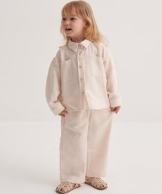 Resim Unisex Çocuk Dökümlü Pamuklu Düğmeli Pantolon Kemik - 2-3 Yaş 