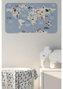 Resim Eğitici Dünya Haritası Dünya Atlası Çocuk Ve Bebek Odası Duvar Sticker-60x105-3789 - Renkli Çok Renkli 