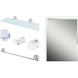 Resim Bauboss Altı Parça Banyo Aksesuar Seti Kapaklı Kağıtlıklı 