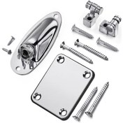 Resim Mx0387d Elektro Gitar Tel Makaralı Tutucu Tekne Şekli Strat Gitar İçin Ses Kablosu Jakı Delik Plakası Gümüş 