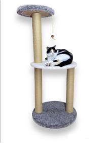 Resim Saule Gri Iki Katlı 91 Cm Kedi Tırmalama Tahtası 