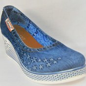 Resim Emani Jeans Kadın Yeni Sozon Özel Üretim Yıldız  Detaylı Dolgu Topuk Kot Ayakkabı 