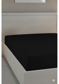 Resim %100 Pamuk Ranforce Premium Çift Kişilik Lastikli Çarşaf - Siyah Siyah 