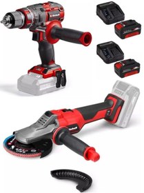 Resim Einhell TP-CD 18/80 Li-i Bl Matkap + TP-AG 18/125 F Li Bl Taşlama 2x4.0AH Akülü Kömürsüz Set 