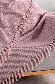Resim Evim Pamuklu Vanes Renkli Bordo Koltuk Şalı - 130x170 Cm RENK BORDO 130 x 170 