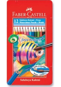 Resim Faber-Castell Aquarell Ekolojik Kuru Boya Kalemi 12 Renk Metal Kutu 