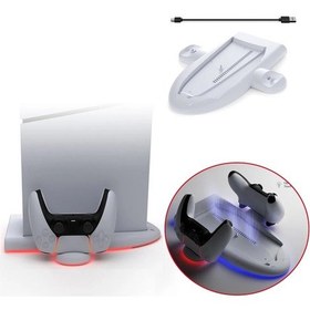 Resim Ps5 İnce Konsol İçin Dobe Rgb Işıklı Çok Fonksiyonlu Şarj Tabanı 