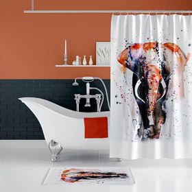 Resim Tropik Home Fil Desen Duş Perdesi 180 X 200 Cm Küvet Perdesi 