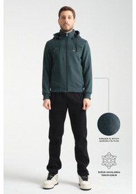 Resim Shooter Sportswear Shooter Kışlık Erkek Eşofman Takımı İçi Şardonlu Kapüşonlu Regular Kalıp Koyu Yeşil 
