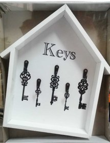 Resim Keys Yazılı Anahtar Dekorlu Ev Model Dekoratif Anahtarlık-beyaz 5852 