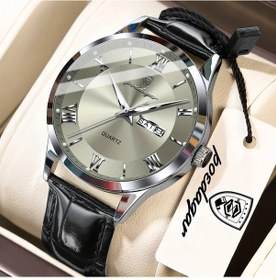 Resim Globalbloom Luxury Deri Kayış Erkek Kol Saati Su Geçirmez Işıklı Takvim Hafta Silvery Grey Spor Altın 