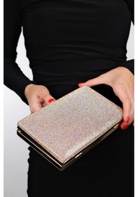 Resim Luvishoes Sementa Altın Taşlı Kadın Abiye Çanta Altın 