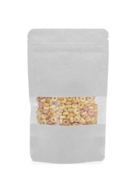 Resim Pencereli Beyaz Kraft Kilitli Doypack Ambalaj 16 X 27 + 4 Cm. 500 Gr. -50 Adet 