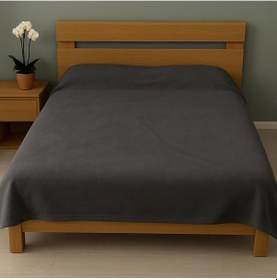 Resim 185x210cm %100 Pamuklu Çift Kişilik Battaniye Polar Antrasit Gri 