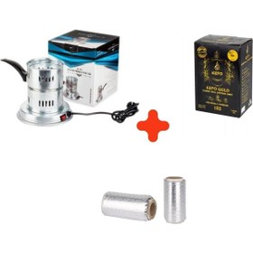 Resim Kefo Patentli Galvaniz Elektrikli Ocak + 1 Kg Gold Nargile Kömürü + Rulo Folyo 