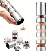Resim 5-in-1 Paslanmaz Çelik Baharat & Tuz Öğütücü Seti - Şeffaf Kapaklı Taşınabilir Seyahat Baharat Kiti, Kamp ve Mutfak için İdeal, Gıda Güvenliği, Her Biri 1.1fl.oz 