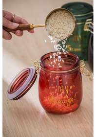 Resim Acar Pierre Klipsli Kapaklı Kavanoz Seti - 14 Cm Kırmızı 