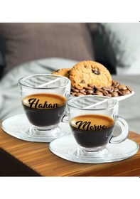 Resim Bk Gift Kişiye Özel İsimli Dtf 2li Cam Espresso Fincan Takımı, Sevgiliye Hediye, Arkadaşa Hediye, Doğum Günü Hediyesi Kobitmeyencom30996 Bk Gift 