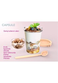 Resim Lacivert 450 ml ve 100 ml Kaşıklı Yoğurt Kabı Seti 