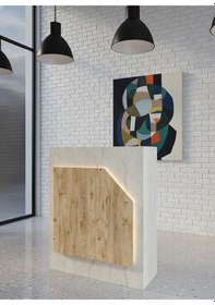 Resim Resital Ledli Karşılama Bankosu G-90 Cm Ofis Kasa Resepsiyon Masası Banko-002-8-6 