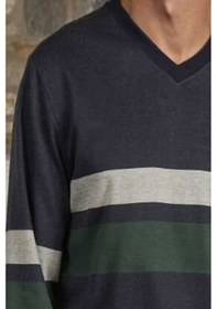 Resim Cossy By Aqua 26401 Erkek Uzun Kollu V Yaka Pijama Takımı-indigomelanj İndigo 