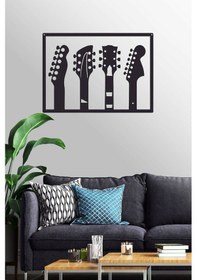 Resim Siyah Ahşap Gitar Sapları Duvar Dekoru - Salon Oturma Yatak Odası Ofis için 30x50cm Tablo 