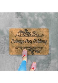 Resim Dijital Baskılı Kapı Önü Paspas Hoşgeldiniz Yazılı Baykuş Desenli Çok Amaçlı Iç Ve Dış Kapı Paspası Açık Bej 