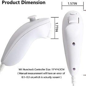 Resim Nunchuk Controller for Wii, 2 Packs Nunchuk Video Game Controller Joystick Remote, Nunchuk Controller Compatible for Wii Wii U Console, Left and Right Hand Game Controller (White) 