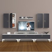 Resim Decoraktiv Ekoflex 8d Mdf Gold Tv Ünitesi Tv Sehpası - Beyaz - Antrasit 