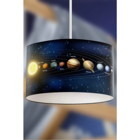 Resim Mediterian Renkli Uzay Desenli Çocuk Sarkıt Avize, Eğlenceli ve Şık Aydınlatma Seçeneği 