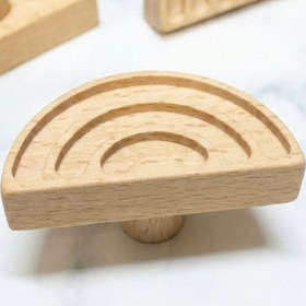 Resim Gökkuşağı Şekilli Ahşap Kulp Çocuk Bebek Odası Mobilya Kulpu Dolap Çekmece Kulpu Düğme Kulp - Tek delikli 