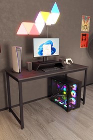 Resim Flinder Siyah 140x60 Oyuncu Masası, Bilgisayar Masası, Gamer Masası, Gaming Masa, Metal Ayaklı 