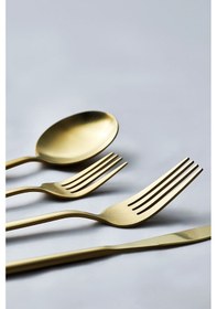 Resim Apricot Faro Matte Gold 24 Parça 6 Kişilik Çatal Kaşık Bıçak Kutulu 