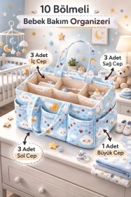 Resim 7li Set I 6'lı Set Desenli Bavul Valiz Içi Çok Amaçlı Organizer I Taşınabilir Bakım Çantası 2 Li Set Mavi 