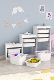 Resim Swiss 9 Sepetli Çok Amaçlı Oyuncak Dolabı Beyaz 