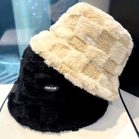 Resim Japon Tarzı Yün Benzeri Kumaş Ekose Balıkçı Şapkası, 4 Renk Se 