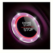 Resim 1 adet Araba Bling Motor Başlatma Halkası Çıkartması, Araba Tek Tuşlu Başlatma Düğmesi Kapağı, Anahtar Ateşleme Düğmesi Bling Halkası, Parıldayan Kadın Araba İç Tasarım Aksesuarları 