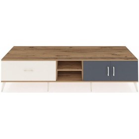 Resim Kronos Tv Ünitesi 2 Raflı Tek Çekmeceli 2 Kapaklı 220x59x51 Çam-antrasit/aytaşı Antrasıt/aytası - Atlas Çam 