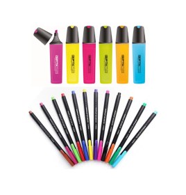 Resim 12 Renk Fineliner Ince Uçlu 0.4 Mm Kalem 6 Renk Fosforlu Işaretleme Kalem Set 