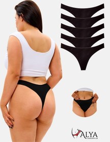 Resim Alya Underwear Kadın Külot Pamuklu String - 5 Adet Siyah Tanga S, M, L, Xl Siyah 