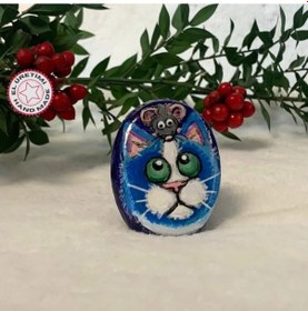 Resim Uretti - Belkıs 8188 - El Yapımı Doğal Taş Kedi Fare Oyunu Temalı Dekoratif Obje - 4 X 6 Cm 1 Adet 