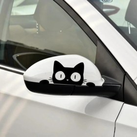 Resim TSC 2 Adet Kedi Araba Oto Ayna Sticker Yapıştırması 14CM 