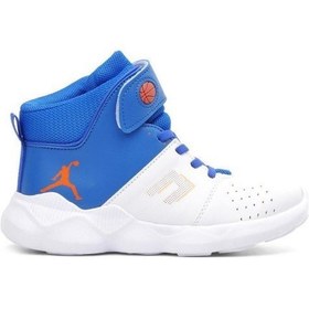 Resim Cool Rio Beyaz Mavi Cırtlı Bilekli Erkek Çocuk Basket Ayakkabı Beyaz - Mavi 