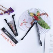 Resim 6 adet Çin tarzı el tipi katlanabilir fanlar, çağdaş plastik fanlar, dekoratif baskılı desen, yazlık aksesuar, yaratıcı doğum günü hediyeleri, fotoğrafçılık malzemeleri 