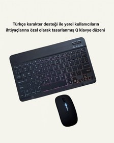 Resim Tek Türkçe Q Klavye Düzenli Rgb Kablosuz Klavye Mouse Set Najmaddin 