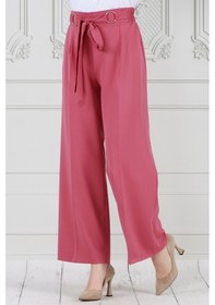 Resim Sevitli Halka Detay Bol Paça Pantolon-pembe-3676-pembe Pembe 