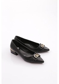 Resim Dgn 6847 Kadin Metal Aksesuarli Topuklu Ayakkabi 6847-1423-R1534 Siyah 