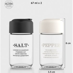 Resim Renga Rita Yazılı 67 Ml 2'li Cam Tuzluk Biberlik Seti 122020 Siyah-bej Çok Renkli 
